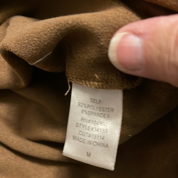 Chloe K Tan Faux Suede Leather Dress Size Medium short zipper at back of neck - Picture 9 of 11